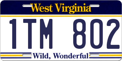 WV license plate 1TM802
