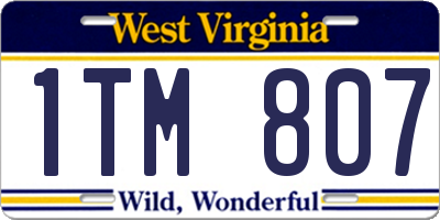 WV license plate 1TM807