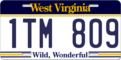 WV license plate 1TM809