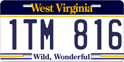 WV license plate 1TM816
