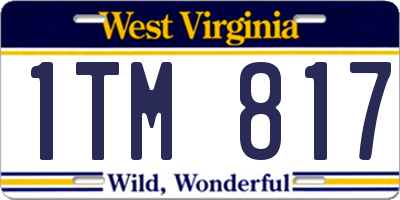 WV license plate 1TM817