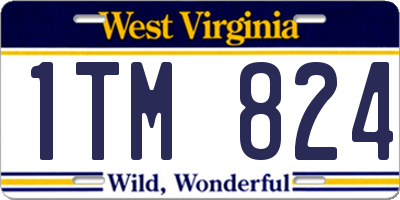 WV license plate 1TM824