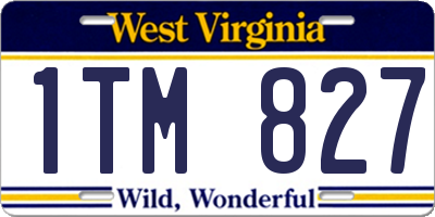 WV license plate 1TM827