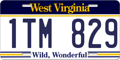 WV license plate 1TM829