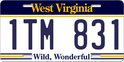 WV license plate 1TM831
