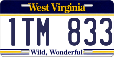 WV license plate 1TM833