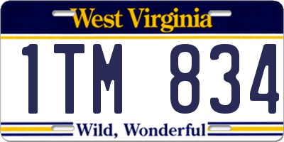 WV license plate 1TM834