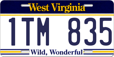 WV license plate 1TM835