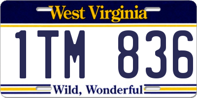 WV license plate 1TM836