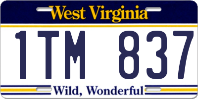 WV license plate 1TM837