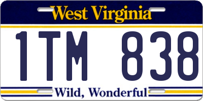 WV license plate 1TM838