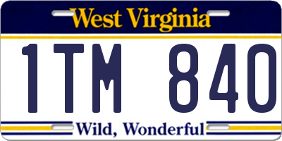 WV license plate 1TM840
