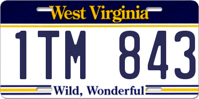 WV license plate 1TM843