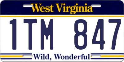 WV license plate 1TM847
