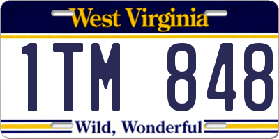 WV license plate 1TM848