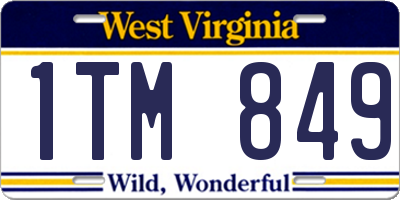 WV license plate 1TM849