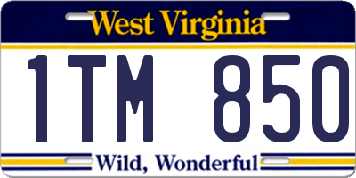 WV license plate 1TM850