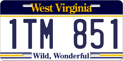 WV license plate 1TM851
