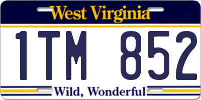 WV license plate 1TM852