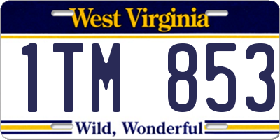 WV license plate 1TM853