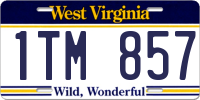 WV license plate 1TM857