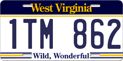 WV license plate 1TM862