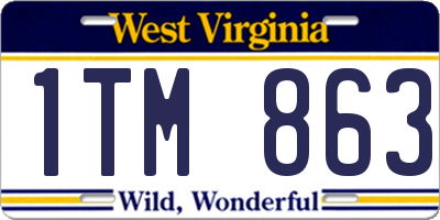 WV license plate 1TM863