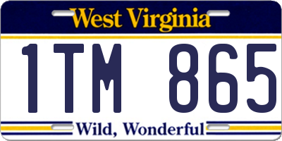 WV license plate 1TM865