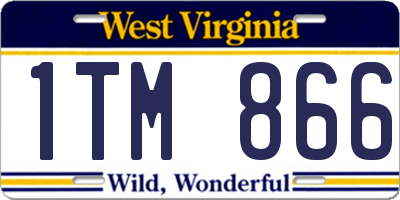 WV license plate 1TM866