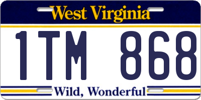 WV license plate 1TM868