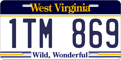 WV license plate 1TM869