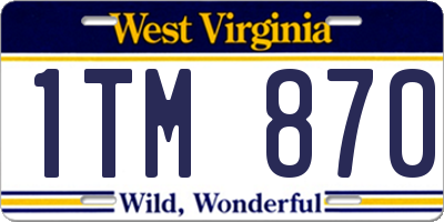 WV license plate 1TM870