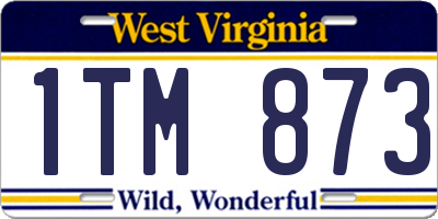WV license plate 1TM873