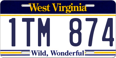 WV license plate 1TM874