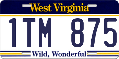 WV license plate 1TM875