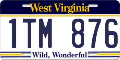 WV license plate 1TM876