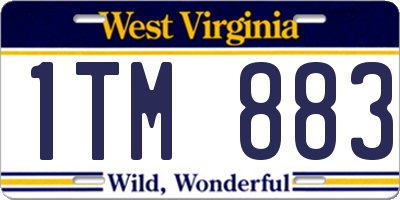 WV license plate 1TM883