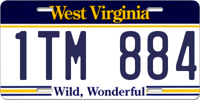 WV license plate 1TM884