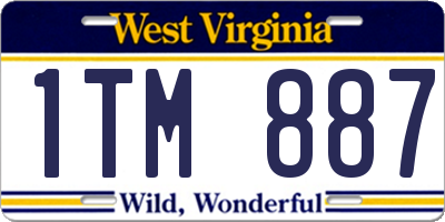 WV license plate 1TM887