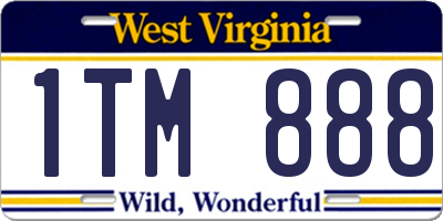 WV license plate 1TM888
