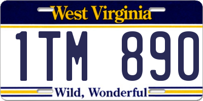 WV license plate 1TM890