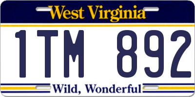 WV license plate 1TM892