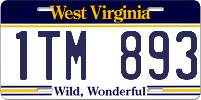 WV license plate 1TM893