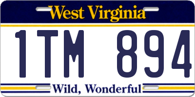 WV license plate 1TM894