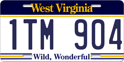 WV license plate 1TM904