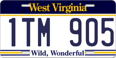 WV license plate 1TM905