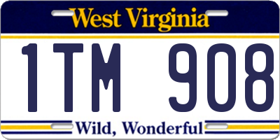 WV license plate 1TM908
