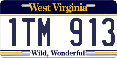 WV license plate 1TM913