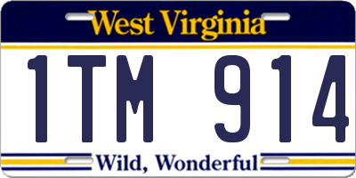 WV license plate 1TM914