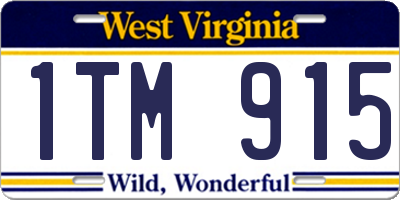 WV license plate 1TM915